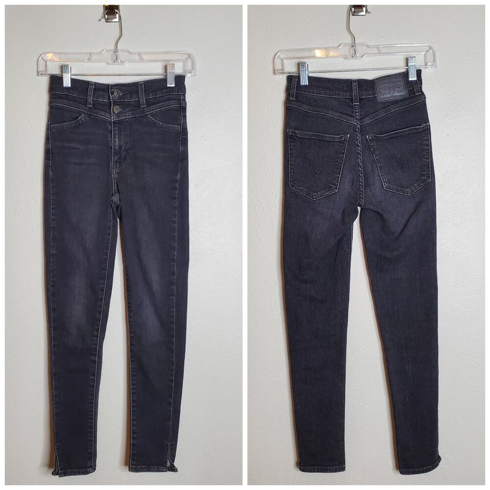 Levi's Black Mile High Super Skinny Jeans V Yoke Size 24